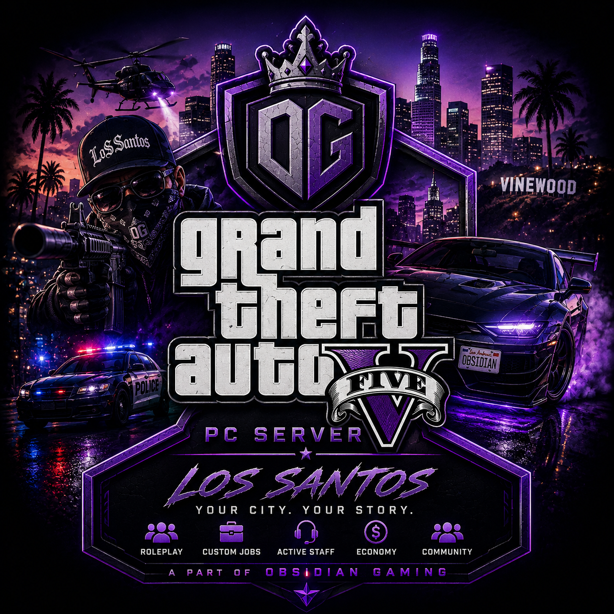 Obsidian Gaming GTA V Los Santos server artwork
